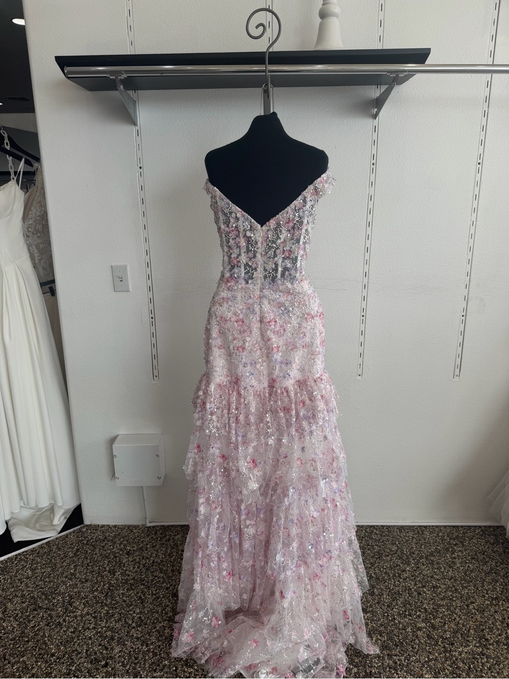 Alyce Paris One-Shoulder Sparkling Blush Pink Mermaid Gown - Picture 6 of 7
